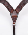 HILASON Western Horse Headstall Breast Collar Tack Genuine American Leather Floral Dark Brown
