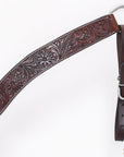 HILASON Western Horse Headstall Breast Collar Tack Genuine American Leather Floral Dark Brown