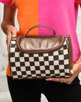 Black Checkered Zipper Makeup Bag