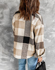 Plaid Button-Up Long Sleeve Pocketed Shacket