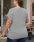 Ramona Stripe V Neck Petal Sleeve Plus Size Top