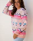 Geometric Feather Cuff Christmas Sweater