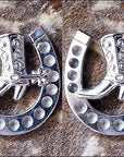 Western Screw Back Concho Nickel Finish Horse Shoe Design Saddle Cowboy