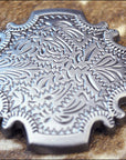Western Screw Back Concho Antique Silver Finish Floral Berry Saddle