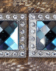 Western Screw Back Concho Turquoise Crystal Nickel Finish Square Saddle