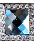 Western Screw Back Concho Turquoise Crystal Nickel Finish Square Saddle