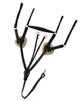 ExionPro 5 Point Breastplate with Sheepskin Padding - Navy Blue Elastic & Yellow Line
