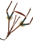 ExionPro 5 Point Breastplate with Sheepskin Padding - Green Elastic & White Lines