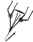 ExionPro 5 Point Breastplate with Sheepskin Padding - Green Elastic & Yellow Lines