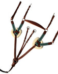 ExionPro 5 Point Breastplate with Sheepskin Padding - Green Elastic & White Lines