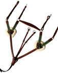ExionPro 5 Point Breastplate with Sheepskin Padding - Green Elastic & Yellow Lines
