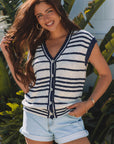 Arlette Loose Buttoned V Neck Sweater Vest