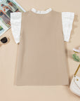Serena Contrast V Neck Ruffled Textured Knit Top