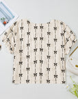 Bow Textured Puff Sleeve Top