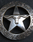 Western Screw Back Concho 1.5 In Silver Longhorn Star Saddle Cowgirl