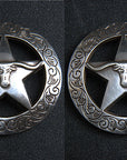 Western Screw Back Concho 1.5 In Silver Longhorn Star Saddle Cowgirl