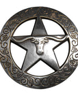 Western Screw Back Concho 1.5 In Silver Longhorn Star Saddle Cowgirl