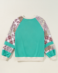 Plaid Paisley Patchwork Long Sleeve Top