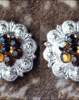 Western Screw Back Concho Crystal Berry Brown Saddle Bling Cowgirl