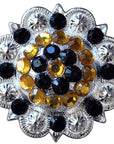 Western Screw Back 2 In Concho Black & Citrine Crystal Berry Saddle Bling