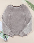 Stripe Ribbed Knit Boat Neck Sweater