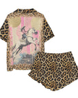 Baha Ranch Retro Pop Western Leopard Cowgirl Satin Pajamas