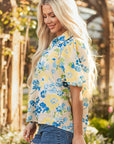 Claira Floral Puff Short Sleeve Blouse