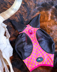 Checks Out (Pink/Orange) Fly Mask