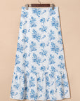 Salma Boho Floral High Waist Ruffle Split Maxi Skirt