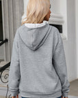Ariel Quilted Kangaroo Pocket Drawstring Hoodie