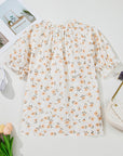 Jaylani Floral Eyelet Puff Sleeve Blouse