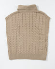 Cable Knit Turtleneck Batwing Short Sleeve Sweater
