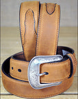 3D Brown Men'S Basic Leather Belt Removable Buckle