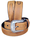 3D Brown Men'S Basic Leather Belt Removable Buckle