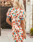 Rayne Floral Split Neck Puff Short Sleeve Tiered Dress
