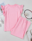 Elaine Textured Pearled Ruffled Sleeve Set
