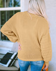 Jayla Hollowed Bubble Sleeve Knit Sweater