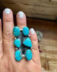 Long Ring- 6- Kingman turquoise ring and sterling silver