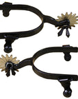 Hilason Black Steel Men Spurs Nickel Plated Rowels