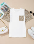 Leona Leopard Lace Trim Puff Sleeve Top