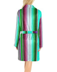 Sample Sale Turquoise Serape Women's Western Bath Robe size LARGE