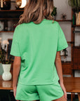 Patchwork V-Neck Tee and Shorts Set