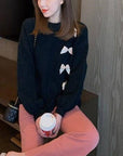 Sweet Bow Solid Color Sweater