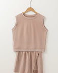 Aria 2 Pieces Mineral Wash Cotton Tank Top Lined Split Skirt Set