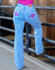 MIA TROUSERS - ACID WASH PINK POCKET
