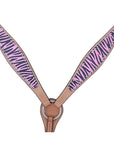 HILASON Western Horse Leather Headstall & Breast Collar Tack Set Zebra