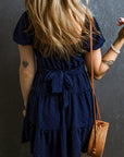 Malaya Swiss Dot Tied Tiered Dress