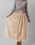 Vivienne Embroidered Mesh Overlay Long Skirt