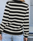 Stripe Buttoned Cardigan Sweater