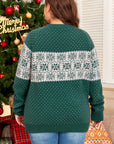 Plus Size Christmas Snowflake Crewneck Sweater